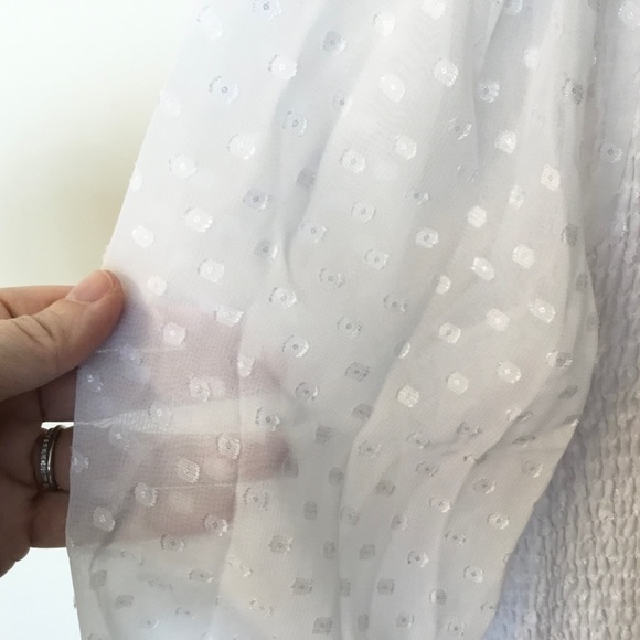 NWT Laundry by Shelli Segal Smocked Top with Sheer Sleeves - White - XL - Picture 6 of 10